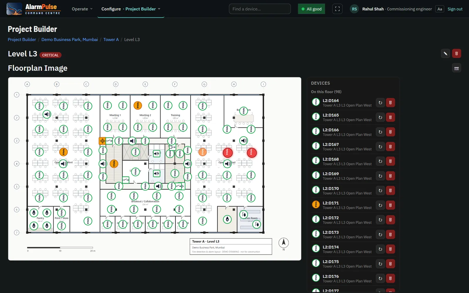 Project Builder: placing devices on a floor plan